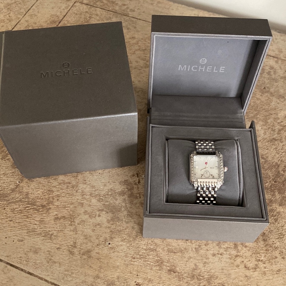 Michele milou diamond and stainless womens watch